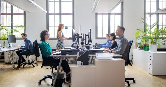 Business people working at a modern office